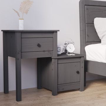 Vidaxl Noćni ormarić sivi 79,5x38x65,5 cm masivni borov drvo