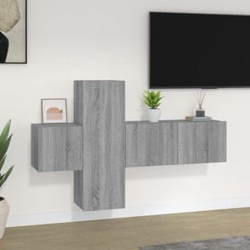 Vidaxl Set od 3 TV ormarića, sivi hrast sonoma, materijal na bazi drva
