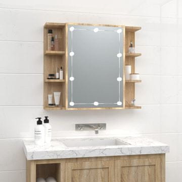 Vidaxl Ormarić s ogledalom i LED rasvjetom, boja hrasta Sonoma, 70x16,5x60 cm