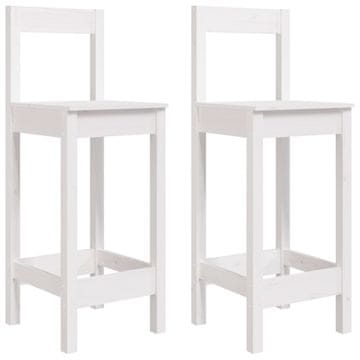 Vidaxl Barske stolice 2 kom bijele 40x41,5x112 cm od masivne borovine