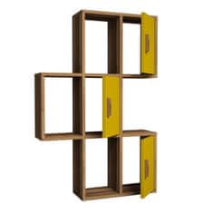 Woody Fashion Zidna polica, Flora - Walnut, Yellow