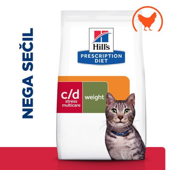 Hill's c/d Multicare Stress + Metabolic hrana za mačke, s piletinom, 8 kg