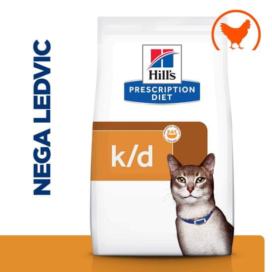 Hill's k/d Kidney Care suha hrana za mačke, s piletinom, 3 kg