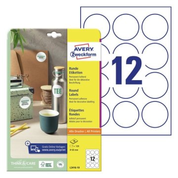 Avery Zweckform L3416-10 naljepnice, fi 60 mm, bijele