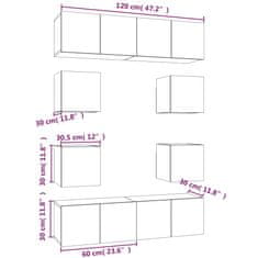 Vidaxl 8-dijelni set TV ormarića sivog sonome konstruirano drvo