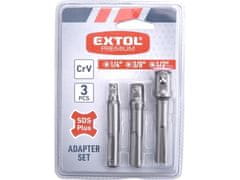 Extol Premium Adapter (8819695) 3 komada SDS PLUS četvrtastog pogona, 1/4"-3/8"-1/2", CrV