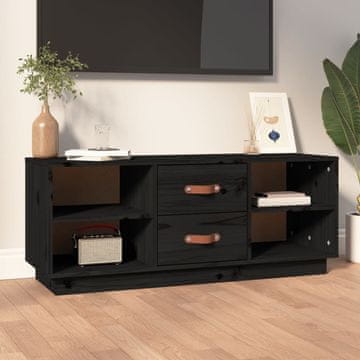 Vidaxl TV ormarić crni 100x34x40 cm masivni borov drvo