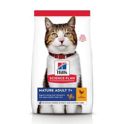 Hill's Mature Adult 7+ suha hrana za mačke, s piletinom, 3 kg