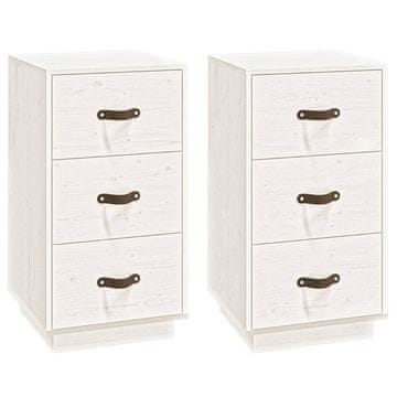 Vidaxl Noćni ormarići 2 kom bijeli 40x40x75 cm od masivne borovine