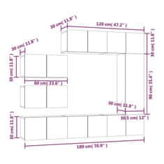 Vidaxl 8-dijelni set TV ormarića boja dimljenog hrasta drveni