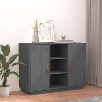 Vidaxl Komoda s ladicama, siva, 100x40x75 cm, masivno borovo drvo