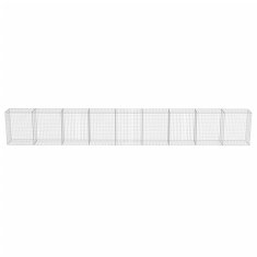 Vidaxl Gabionski zid s poklopcima od pocinčanog čelika 900 x 50 x 100 cm