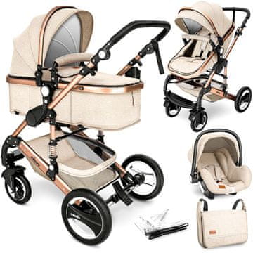 Kiduku Kombinirana kolica 3u1 Bež