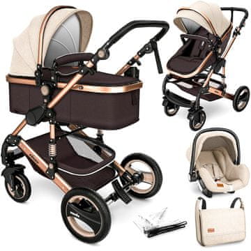 Kiduku Kombinirana kolica 3u1 Bež/Smeđa