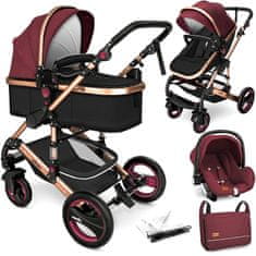 Kiduku Kombinirana kolica 3u1 Bordo/Crna
