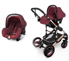 Kiduku Kombinirana kolica 3u1 Bordo/Crna