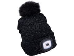 Extol Light Šešir s naglavnom lampom 43196 šešir s naglavnom lampom 4x45lm, punjiv, USB, crni sa šljokicama i pompom, univerzalna veličina