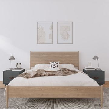 Vidaxl Noćni ormarići, set od 2, sivi, 40x34x35 cm, masivni borov drvo