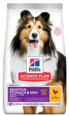 Hill's Sensitive Stomach & Skin Adult Medium suha hrana za pse, s piletinom, 14 kg