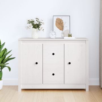 Vidaxl Komoda s ladicama, bijela, 100x35x74 cm, masivno borovo drvo