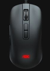 AOC GM300 gaming miš, 6.2K DPI, RGB, USB, crna (GM300B)