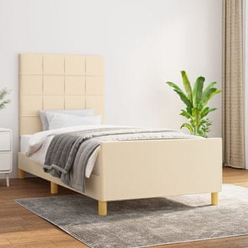 Vidaxl Okvir kreveta bez madraca krem boje 90x190 cm tkanina