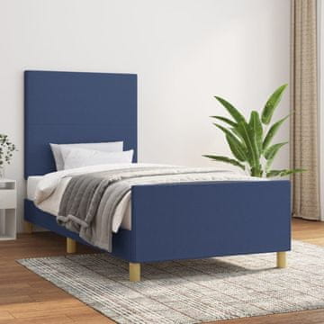 Vidaxl Okvir kreveta bez madraca plavi 100x200 cm tkanina