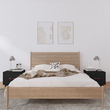 Vidaxl Noćni ormarići, set od 2, crni, 40x34x35 cm, masivni borov drvo