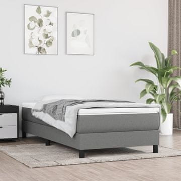 Vidaxl Krevet s oprugom i madracem, tamno siva tkanina 90x200 cm