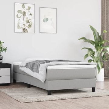 Vidaxl Krevet s oprugom i madracem, svijetlosiva, tkanina, 90x200 cm