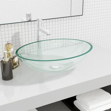 Vidaxl Umivaonik od prozirnog stakla 50x37x14 cm