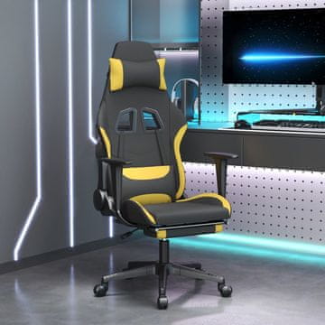 Vidaxl Igraća stolica s osloncem za noge, crna i žuta, tkanina
