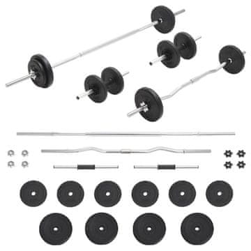 Vidaxl Set šipki i bučica s utezima, 30 kg