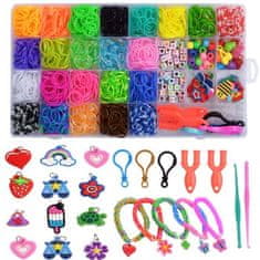 Netscroll Set za izradu narukvica, privjesaka i nakita, kreativni set za djecu, 23 boje gumica, perlice i dodaci, kreativni DIY komplet, RubberBands