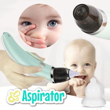 Cool Mango dječji nosni aspirator za nježno čišćenje, 5 razina usisavanja, USB punjenje - Nosevacum
