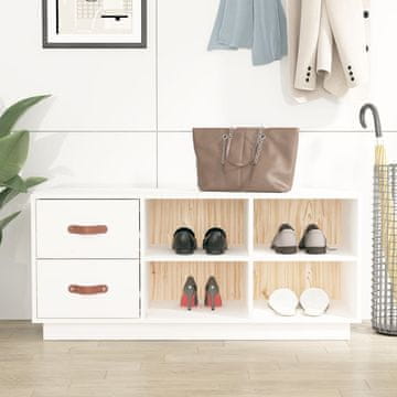 Vidaxl Ormarić za cipele Bijeli 100x34x45 cm Masivni borov drvo