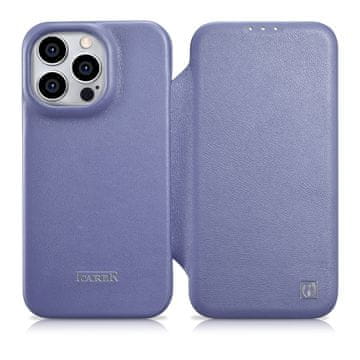 iCARER Kožna maskica za iPhone 14 Pro Max MagSafe CE Premium s magnetskim preklopom, svijetloljubičasta