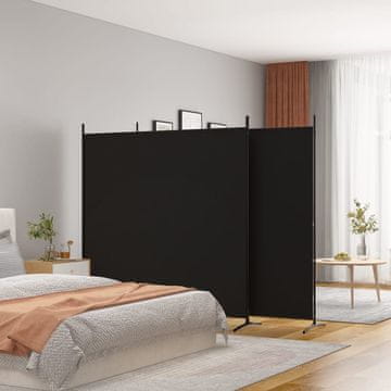 Vidaxl Pregrada za sobu s 3 dijela, crna, 525 x 180 cm, tkanina