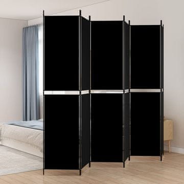 Vidaxl Pregrada za sobu sa 6 panela, crna, 300 x 220 cm, tkanina