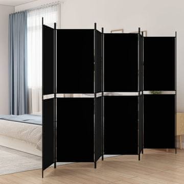 Vidaxl Pregrada za sobu sa 6 panela, crna, 300x200 cm, tkanina