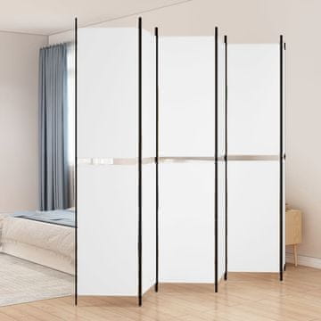 Vidaxl Pregrada za sobu sa 6 panela, bijela, 300 x 220 cm, tkanina
