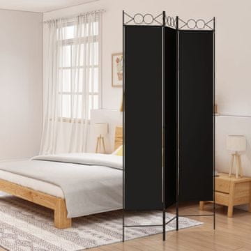 Vidaxl Pregrada za sobu s 3 dijela, crna, 120 x 220 cm, tkanina