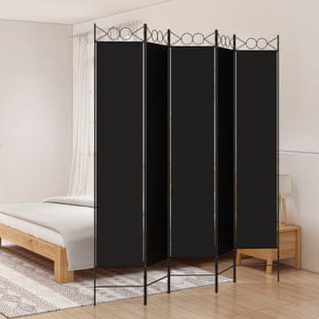 Vidaxl Pregrada za sobu s 5 panela, crna, 200 x 220 cm, tkanina