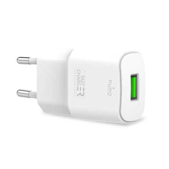 Puro White Mini Travel kućni punjač, ​​USB-A, 12 W, bijela (PWFCMTCUSB12WWHI)