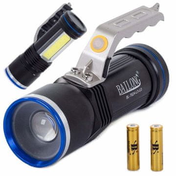 Bailong 3u1 aluminijska punjiva LED svjetiljka XM-L T6 USB 400m CREE COB