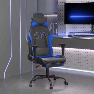 Vidaxl Gamerska stolica s osloncem za noge, crna i plava, umjetna koža