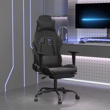 Vidaxl Gamerska stolica s osloncem za noge, crna, umjetna koža