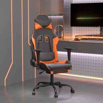 Vidaxl Gamerska stolica s osloncem za noge, crna i narančasta