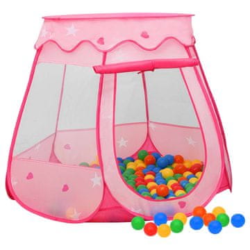 Vidaxl Šator za igru s 250 loptica roza 102x102x82 cm