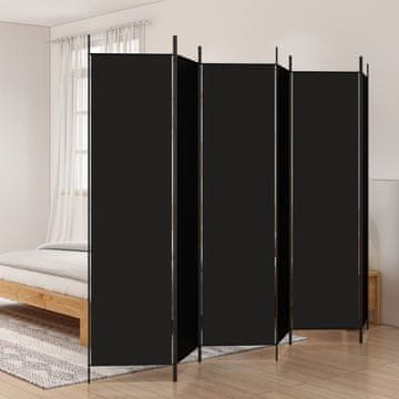Vidaxl Pregrada za sobu sa 6 panela, crna, 300x200 cm, tkanina